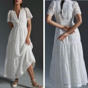 Anthropologie White Eyelet Maxi Dress